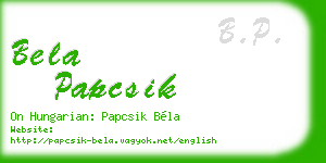 bela papcsik business card